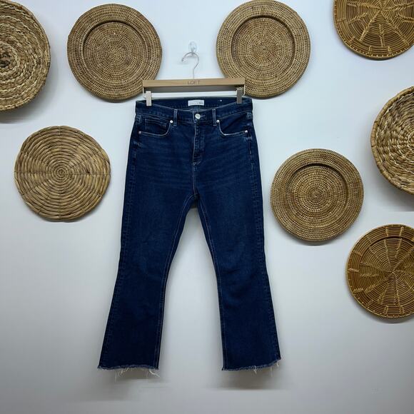 LOFT Denim - LOFT High Waist Kick Crop Jeans 29 / 8 Blue High Rise Denim Raw Edge Distressed